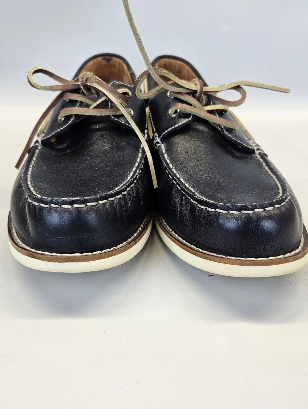 Vionic Lloyd Boat Shoes Mens Navy Blue Leather Lace Up Support Comfort 11.5 Work